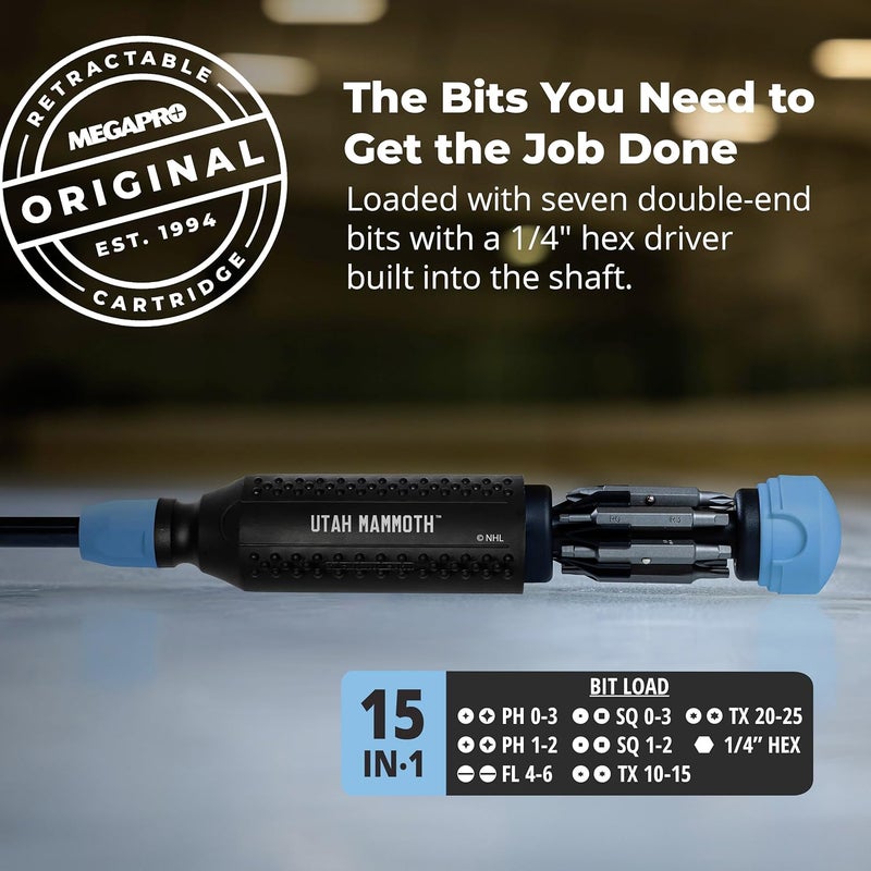 Megapro ® NHL® Team Edition Multi-bit Screwdriver | Officially Licensed NHL® Gear | Durable, Ergonomic, Pro-Grade Screwdriver (Utah Mammoth™) - Image 3